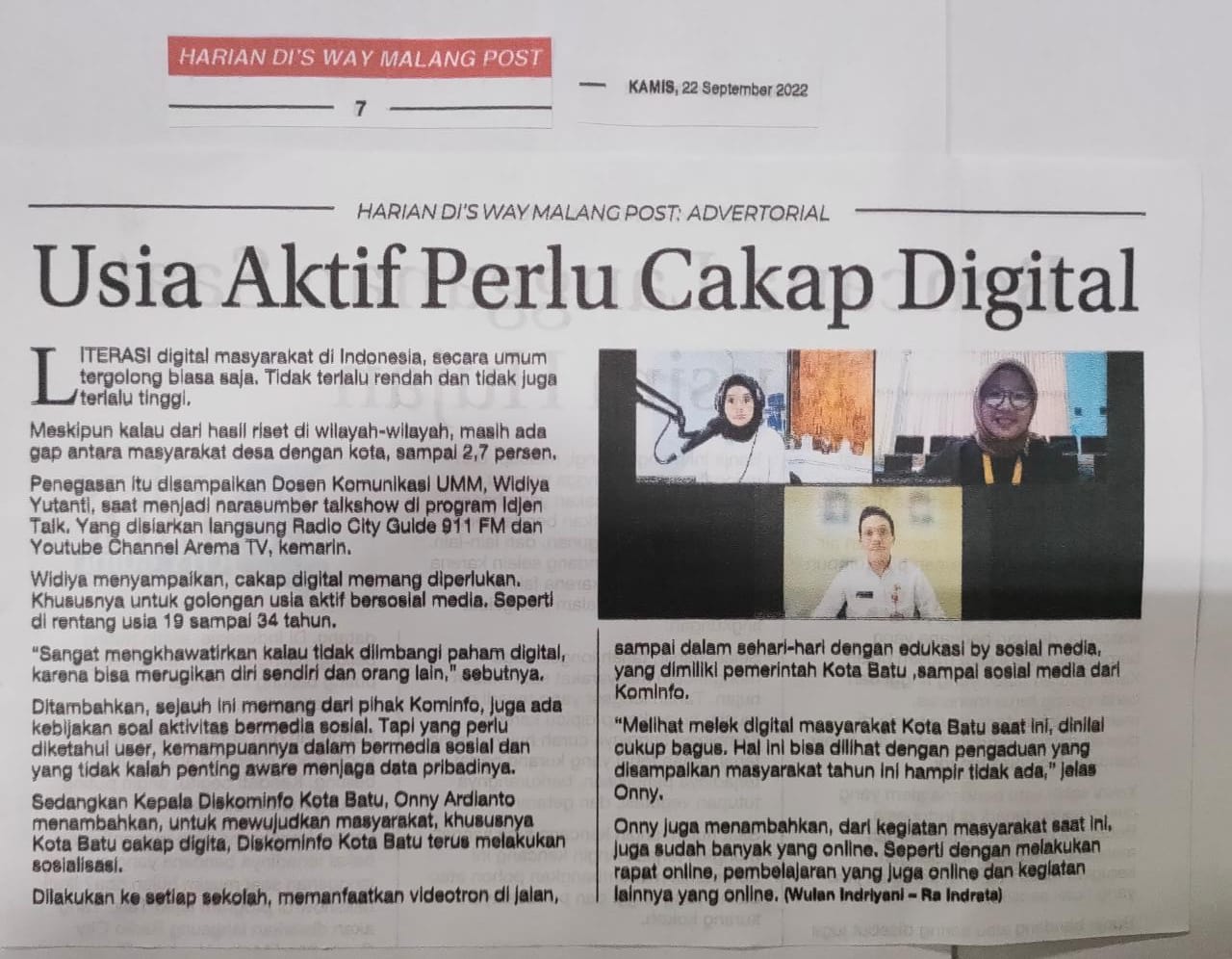 Usia Aktif Perlu Cakap Digital - Malang Pos Disway - UMM Dalam Berita ...